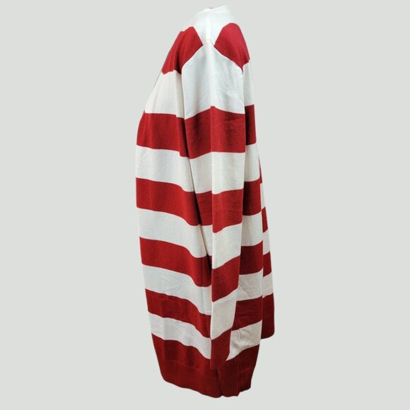 Red & White Striped Open-Front Cardigan | OSFM | Game Day Apparel - Picture 4 of 8